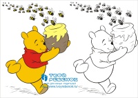 Раскраска Винни Пух и мед