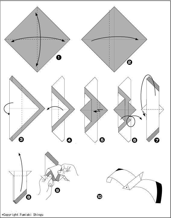 Схема оригами чайка