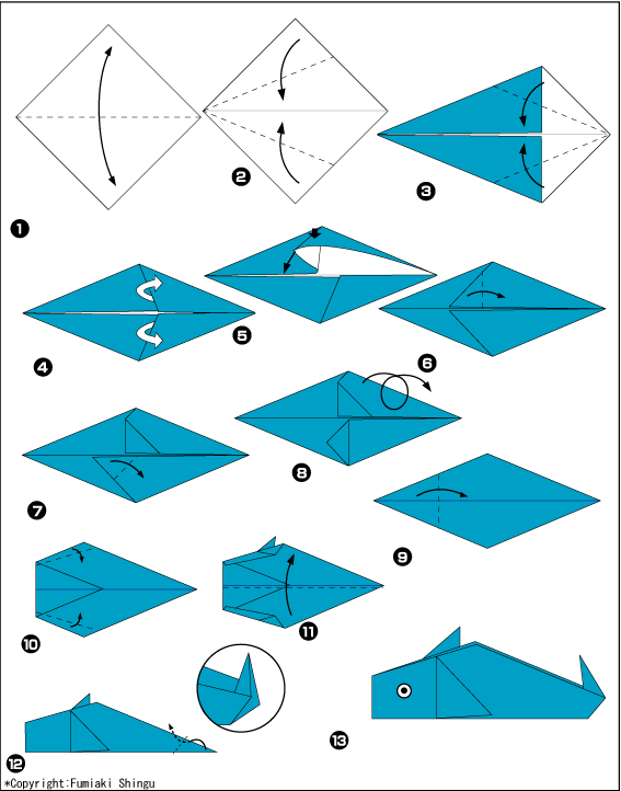 Схема оригами дельфин