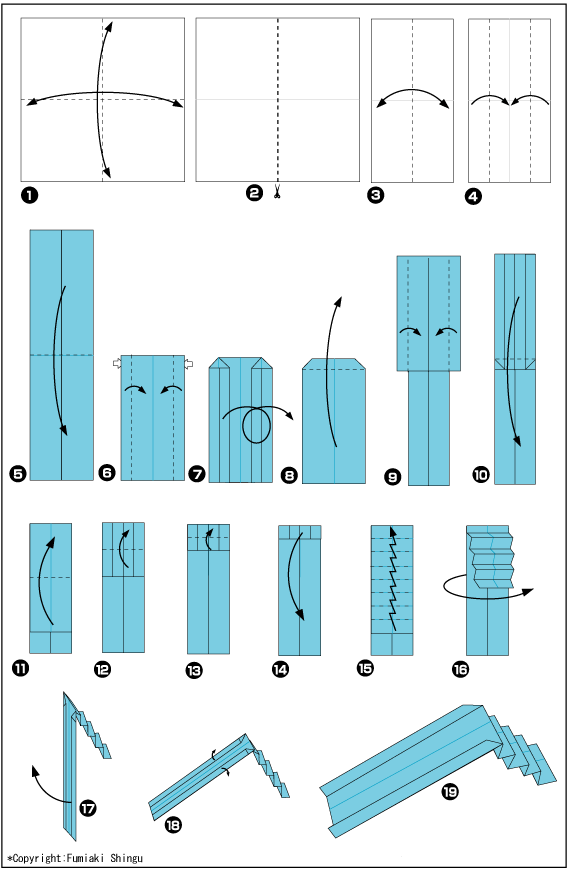 Схема объемное 3д оригами горка