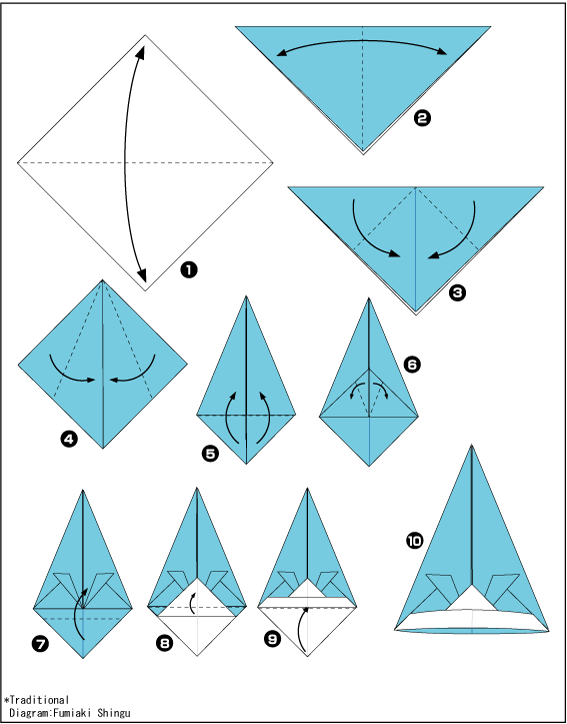 Схема оригами шапка самурая