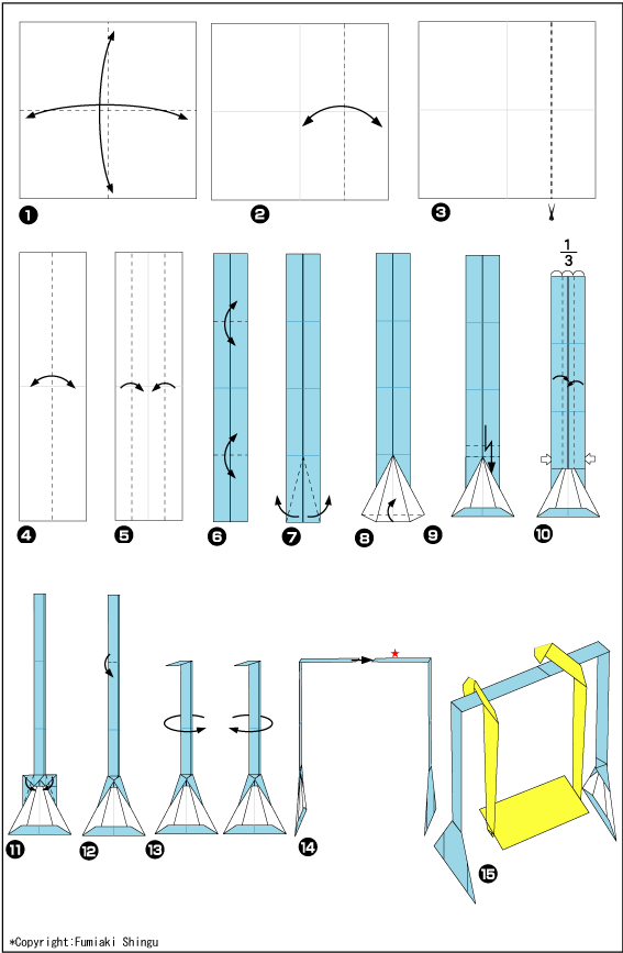 Схема объемное 3д оригами качель