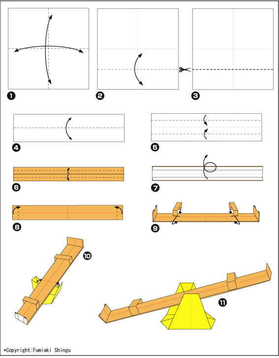 Схема объемное 3д оригами качели