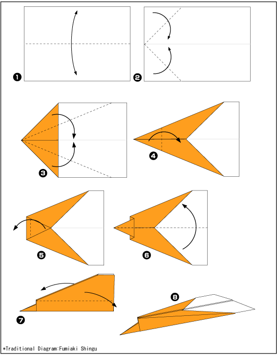 Схема оригами самолет