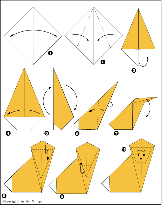 Схема оригами обезьяна
