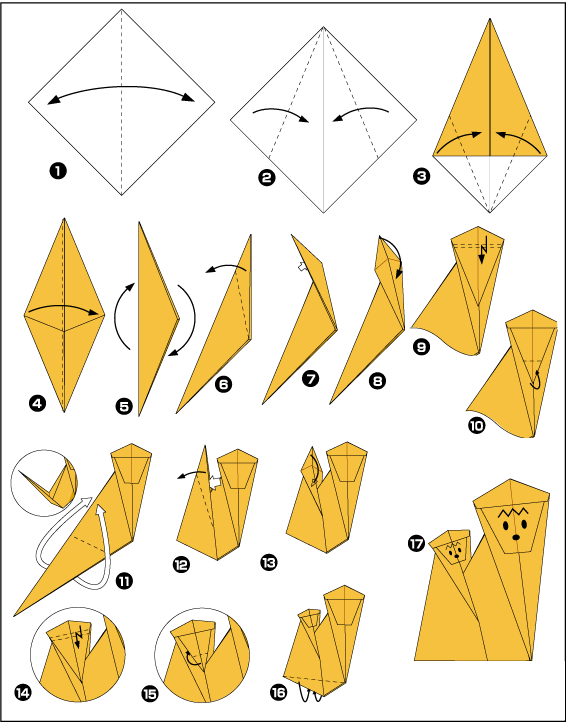 Схема оригами обезьяны