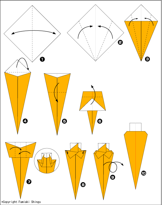 Схема оригами морковь