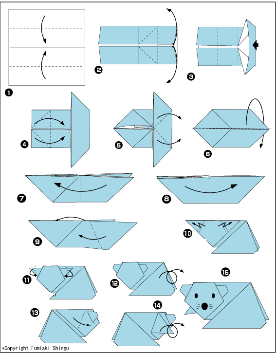 Схема оригами мышь