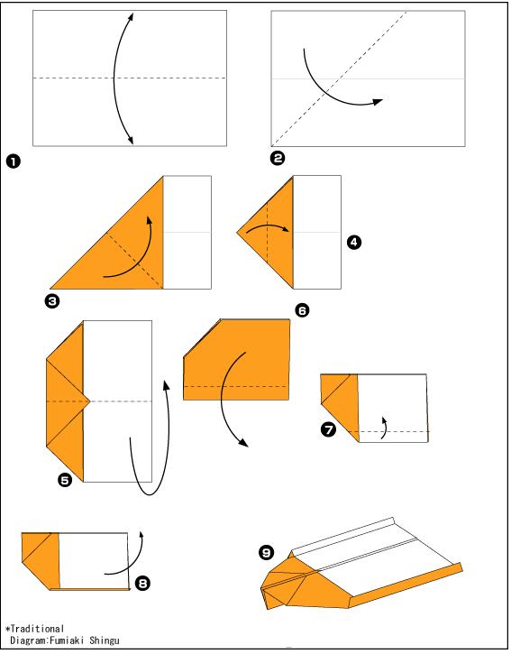 Схема оригами самолет