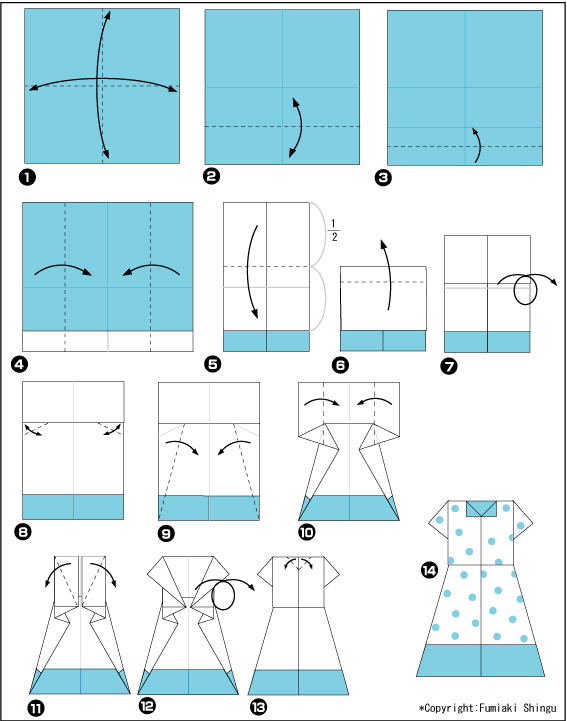 Схема оригами платье