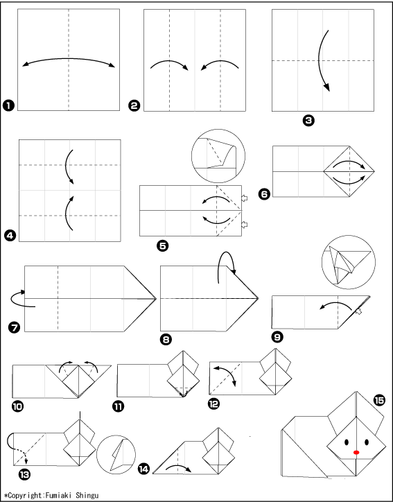 Схема оригами кролик