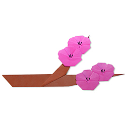 Оригами из бумаги ветка сливы с цветами