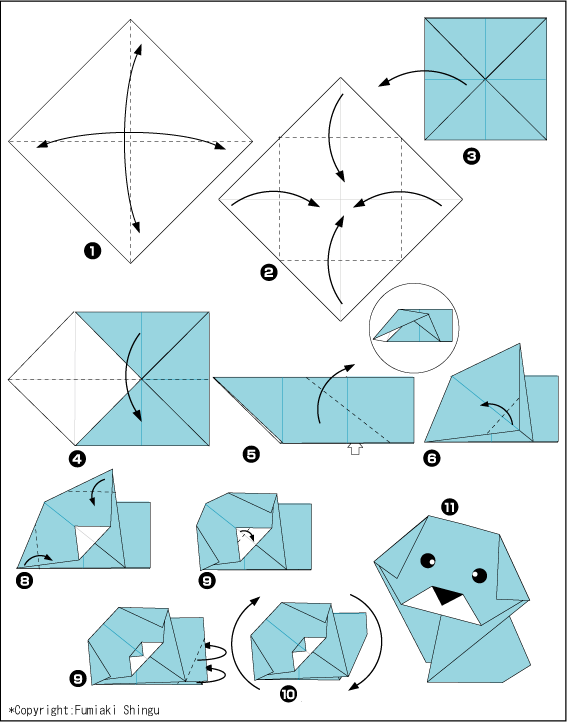 Схема оригами собака