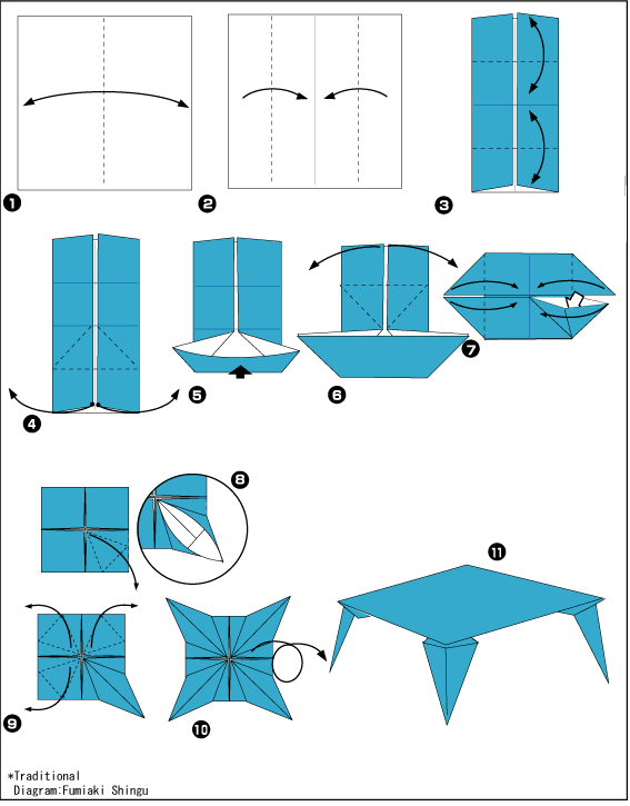 Схема оригами стол
