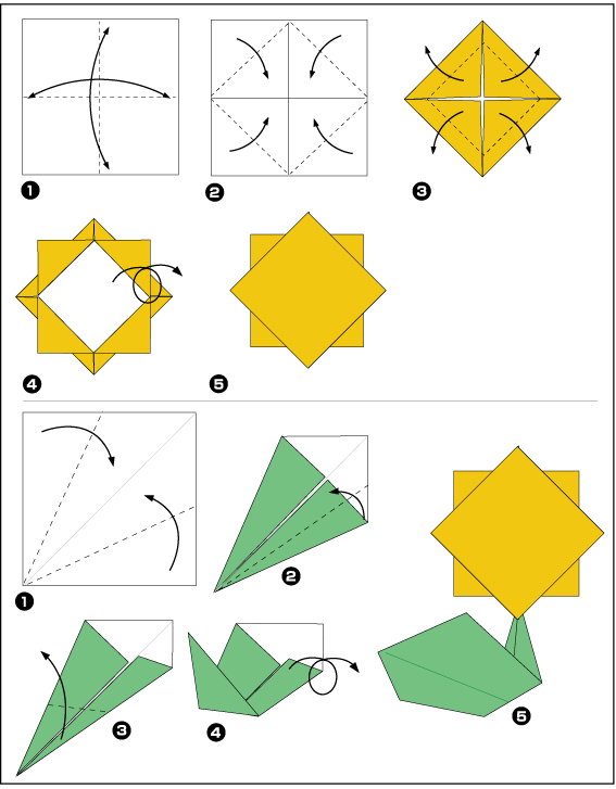 Схема оригами цветок